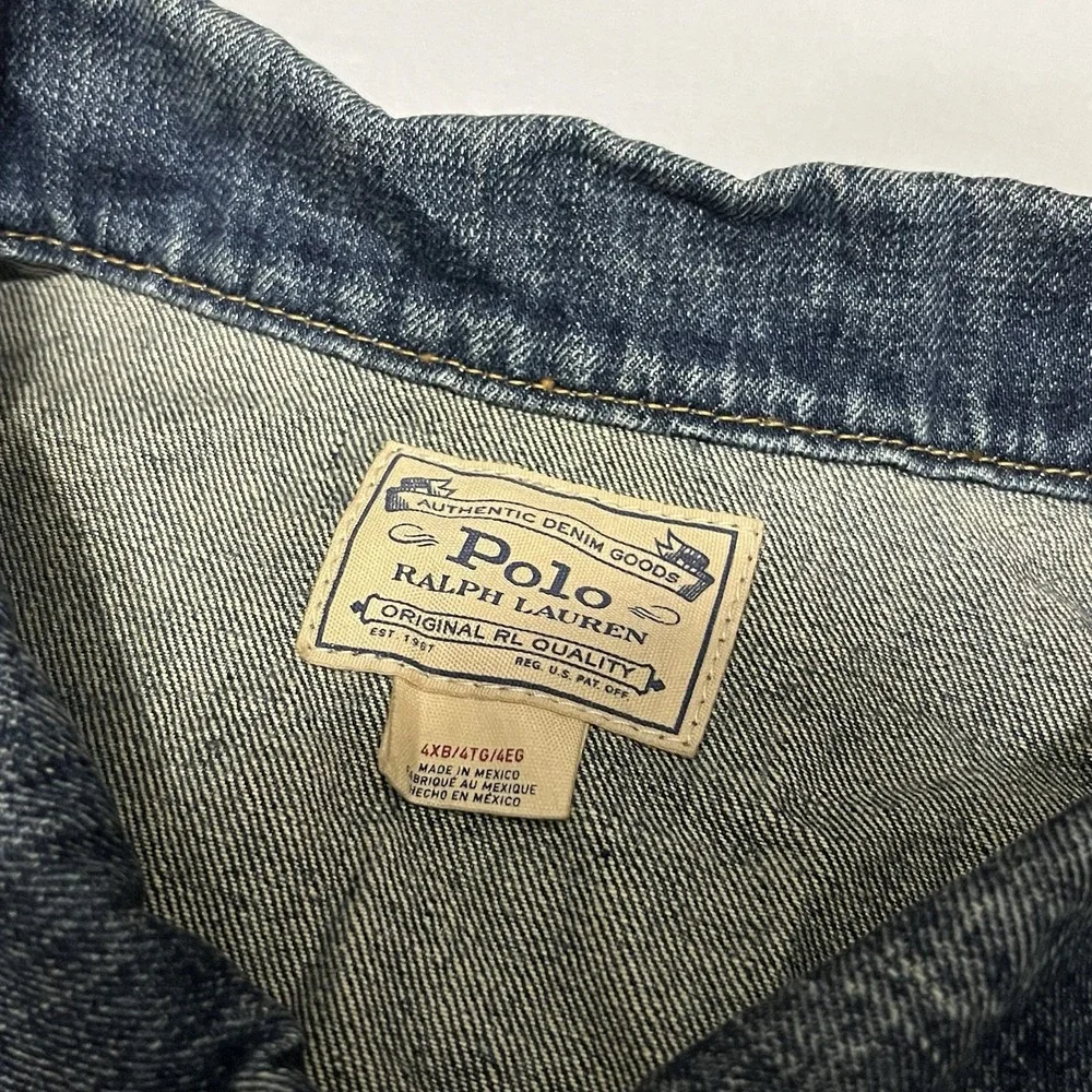 Polo Ralph Lauren Denim Trucker Jacket Mens Size 4XB Big Dark Wash